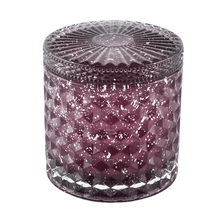 China luxury engrave glass candle jar with lid manufacturer