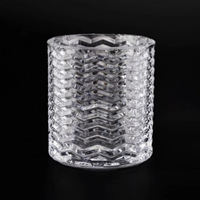 China Wholesale crystal clear embossed candle glass holder 16 oz candle jar manufacturer