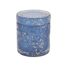 China In bulk blue custom luxury glass container jar for candle making with lid manufacturer