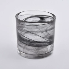 China Smoke grey glass candle jars for home decoration manufacturer