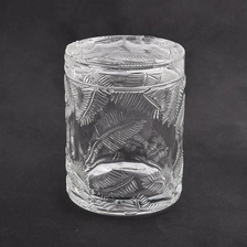China leaf pattern glass candle holder with lid manufacturer