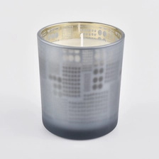 China spraying color glass candle containers with gold color manufacturer