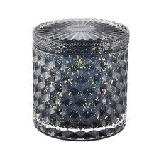 China luxury dark blue glass candle jars with lid manufacturer