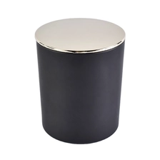 China Black matte glass empty candle jar and metal lid in bulk wholesales manufacturer
