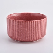 China strips red color ceramic candle containers for wax manufacturer