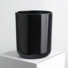 China 8 Unzen 315 ml undurchsichtiges, glänzend schwarzes Kerzenglas aus Glas mit abgerundetem Boden und Deckel Hersteller