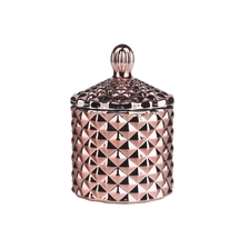 China 3oz 115ml electroplated rose gold geo cut small size glass candle jar with lid manufacturer