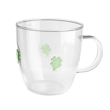 China Decoração de trevo soprada à mão 500ml xícara de café de borosilicato de 16 onças com alça fabricante