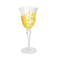 China Handcraft 200ml 7oz Leopard Spot fritted Flower Inlay Decoration Colored Yellow vintage glass goblet manufacturer