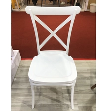 China Party Chair Stackable Resin Cross Back Chair Indoor Outdoor Wedding Hotel Event Rental Chair manufacturer