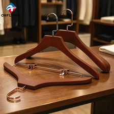 中国 Clothing Store High-end Thick Solid Rose Gold Metal Brown Wooden Skirt Hanger Manufacturer China - COPY - 06m97d 制造商