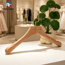 China Elegant Top-grade Dresses Customized Solid Natural Wooden Lady Hanger Factory China manufacturer
