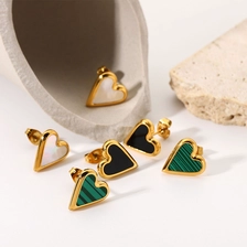 China 316 Stainless steel heart earrings manufacturer, steel jewelry factory earring with mother of pearl 316L steel jewelry china jewelry manufacturer manufacturer