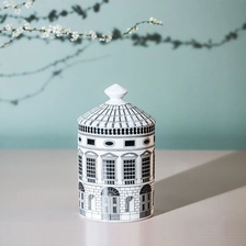 Cina Barattolo di candela in ceramica con coperchio per candele profumate OEM e ODM, European Architecture-Small produttore