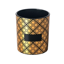 China Frasco de vidro de vela decalque de folha de ouro 30cl preto fabricante