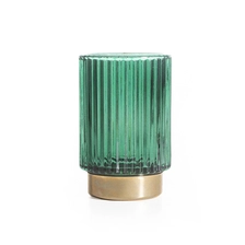 Chine Pot de bougie en verre de bandes de 12 oz avec décoration verte et dorée fabricant