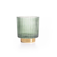 Chine Verre à bougie en bandes de 8 oz avec décoration verte et dorée fabricant