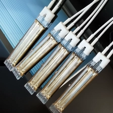China 600 w twin tube IR heating halogen half gold tungsten quartz infrared ray heater filling drying lamp manufacturer