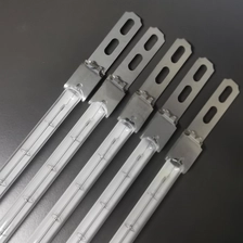 porcelana Lámpara calefactora de cuarzo con alambre de tungsteno halógeno con clip en X, tubo calefactor de acero inoxidable Chapado en medio blanco, venta al por mayor fabricante