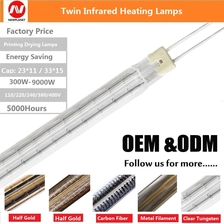 China 500MM 220V 2000W Glas-Infrarot-Farbhärtungslampe Kurzwellen-IR-Heizrohr Hersteller