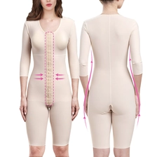 China S-SHAPER’s Fajas Colombian Post Surgery Bodysuit Low Price Wholesales With 3/4 Length Sleeves Capri Support Fat Transfer Shapewear manufacturer