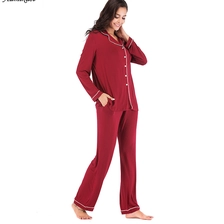 China Soft Long Pajamas for Women Two Pieces Sleepwear Supplier manufacturer