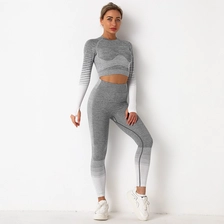 China S-SHAPER Long Sleeve Crop Tops Active Wear Seamless High Waist Yoga Gym Leggings Workout Sets for Women 2 Piece Workout Outfits Sports Wear manufacturer