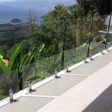 Chiny frameless glass fence glass balustrade with polished ss 316 square base plate spigots producent