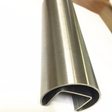 China satin finish round 42.4mm groove handrail tubing with 24x24mm groove manufacturer