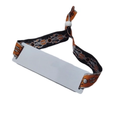 Tsina Naka-customize na Silver/Gold Thread Printed Long Range UHF H4 Festival Fabric Polyester Wristbands Manufacturer