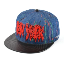 porcelana Gorras snapback de mezclilla con borde de cuero bordado 3D personalizadas fabricante