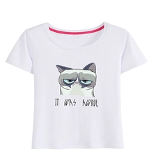 China Niedliche Cartoon-Katzen-Baumwoll-T-Shirt für Frauen Hersteller