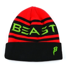 China jacquard logo winter stripes beanies hats custom manufacturer