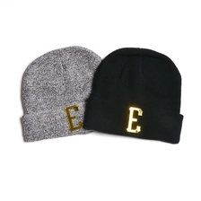 China metal patch design logo plain winter caps beanies hats manufacturer