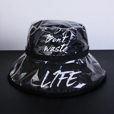 China printing letters logo big brim waterproof bucket hat manufacturer