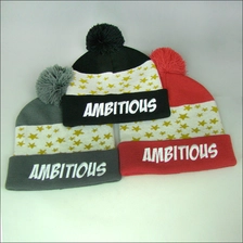 China de esqui no inverno tricô padrão gorros chapéu com pom pom fabricante