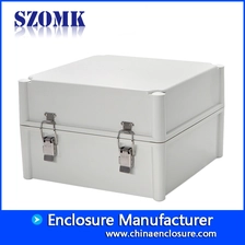 China IP65 hinged waterproof plastic electronics enclosure box szomk circuit board plastic device junction housing 280*280*180mm AK-02-25-JK hinged plastic waterproof equipment housing case manufacturer