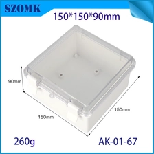 China IP66 Hinged Plastic Electrical Box WaterProof Instrument Housing Szomk Plastic Device Control Enclosure 150*150*90mm AK-01-67 manufacturer