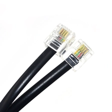 China 28 AWG 4 wire straight rj11 6p4c modular plug telephone cable black 2 M manufacturer