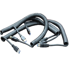 China Schwarzer PU-Mantelschirm 9-adriger USB 3.0-Typ-B-Stecker und Typ-A-Spiralkabel Hersteller
