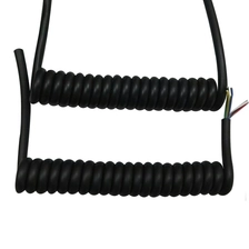 China Schwarze PVC-PU-Abschirmung 6-adrige 22-AWG-Spule mit geschlossener Länge 100 mm din Spiralkabel Hersteller