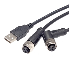 China M12 17-poliger rechtwinkliger Buchsenstecker mit einem USB-Anschlusskabel Hersteller