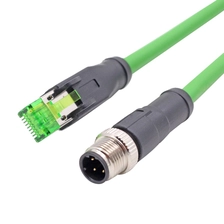 China M12-Stecker 4-poliger D-Code auf RJ45-Ethernet-Anschlusskabel IP67 Hersteller