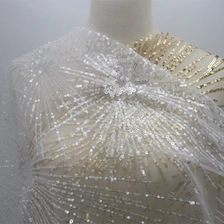 China Pailletten Tüll Stoff Silber Golden Für Hochzeitskleid, Abendkleider Hersteller