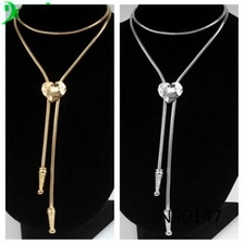 الصين 2014 fashion gold silver heart long lariat necklace N90147 الصانع