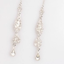 الصين Beautiful silver filigree long drop crystal earrings designs E30097 الصانع