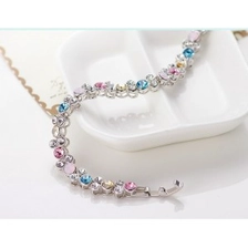 China China OEM fashion jewelry factory private label 925 sterling silver / brass bead Austrian crystal charm bracelet manufacturer