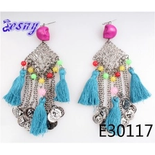 الصين Fashion 2014 fringed gypsy jewelry old silver coin earring E30117 الصانع