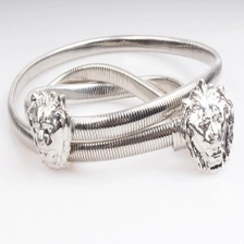 중국 Fashion metal silver plate lion head elastic men s waist belt BT60031 제조업체