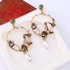 China Gold Color Birds Flowers Big Earrings for Women New Design Cute Fashion Jewelry manufacturer
